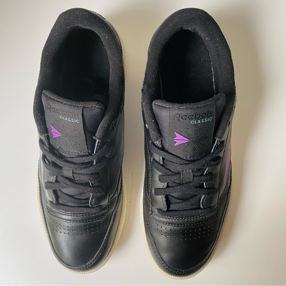 Reebok Classic Club C85 DV7251 black, emerald green & purple. Size W US9 M US7 - Picture 9 of 11